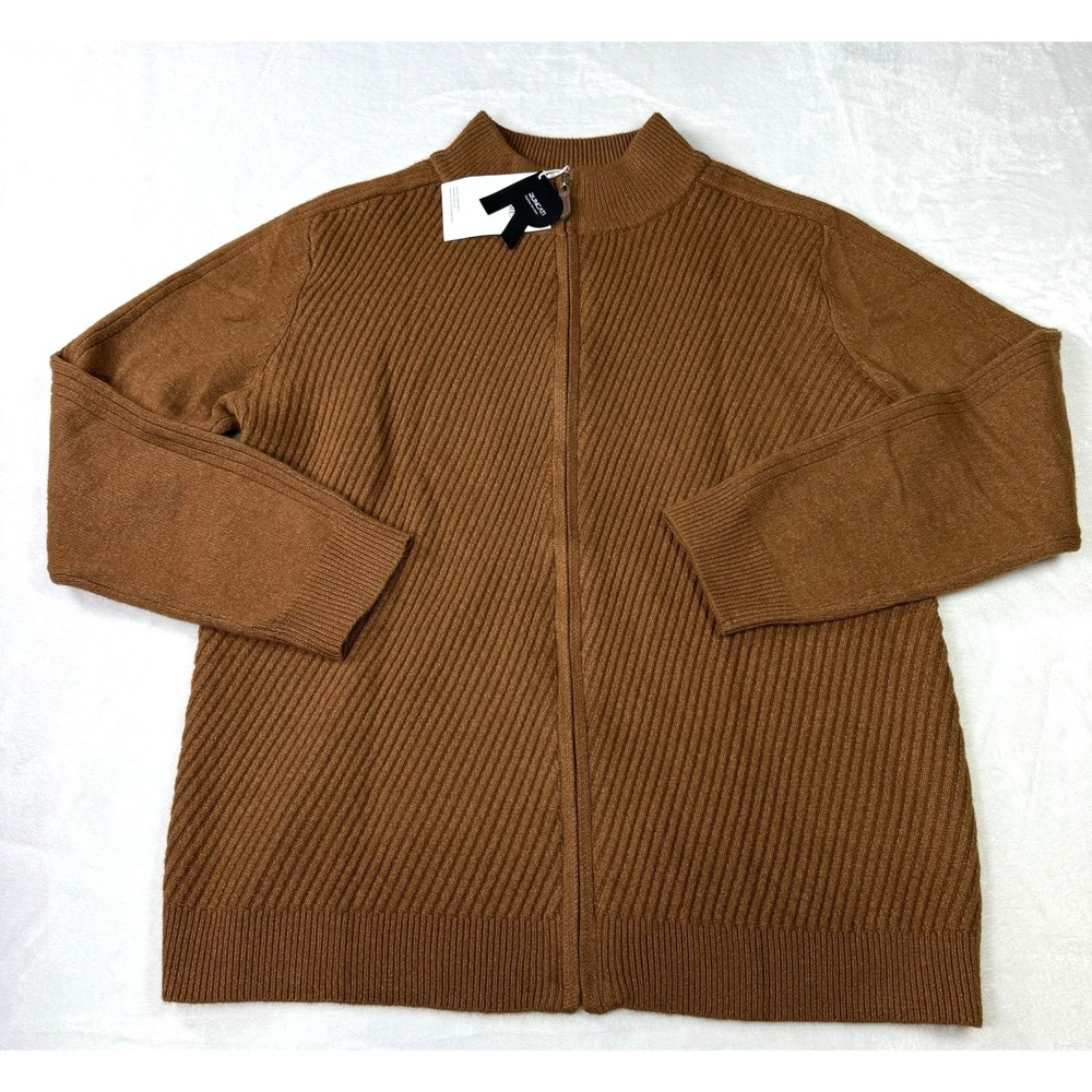 Runcati Sweater Jacket Mens XL Brown Knit Ribbed Textured‎ Soft Cozy NWT